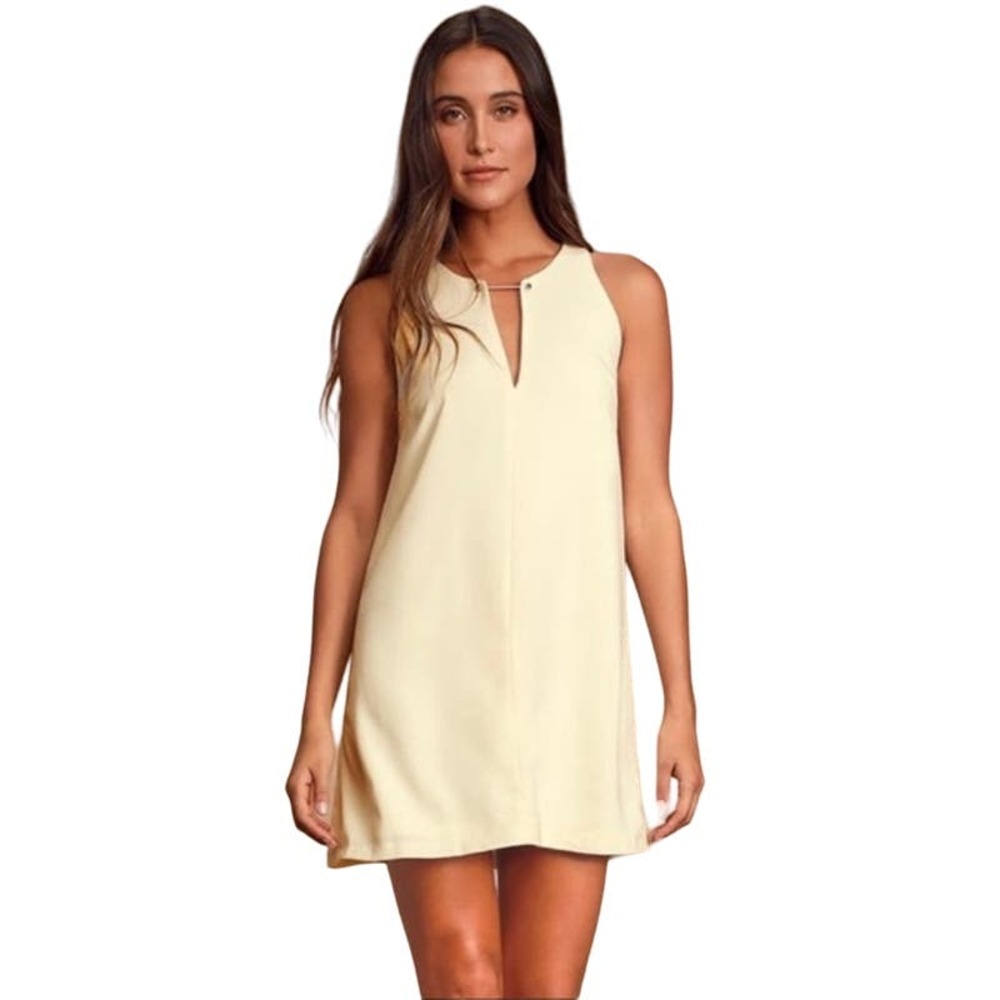 NWT Lulus Near or Bar Barbell Creme Plunge Shift Mini Dress Women's Size XS